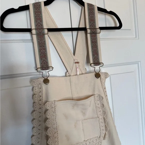 Free People Cream Boho Tiered Lace Apron Dress - Picture 2 of 4